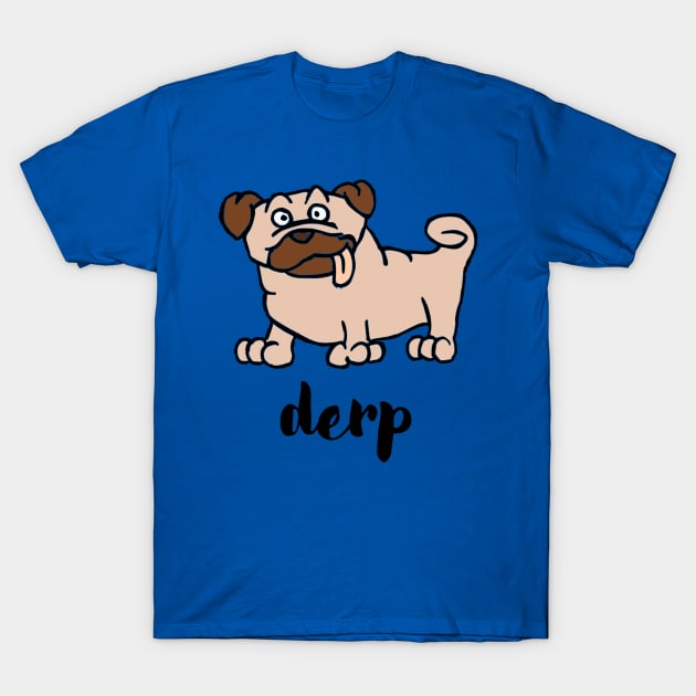 Pug Derp - Silly Dog Cartoon T-Shirt by MoPaws